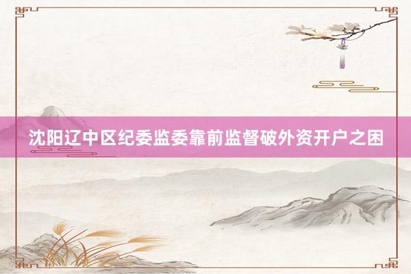 沈阳辽中区纪委监委靠前监督破外资开户之困