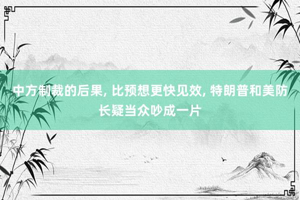 中方制裁的后果, 比预想更快见效, 特朗普和美防长疑当众吵成一片