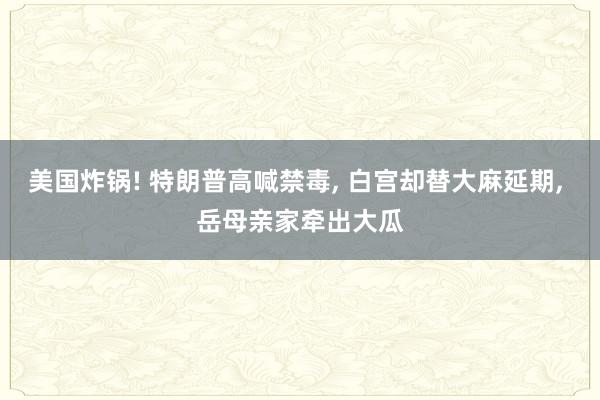 美国炸锅! 特朗普高喊禁毒, 白宫却替大麻延期, 岳母亲家牵出大瓜