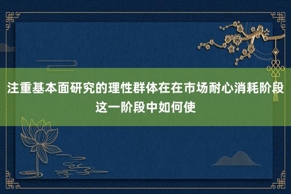 注重基本面研究的理性群体在在市场耐心消耗阶段这一阶段中如何使