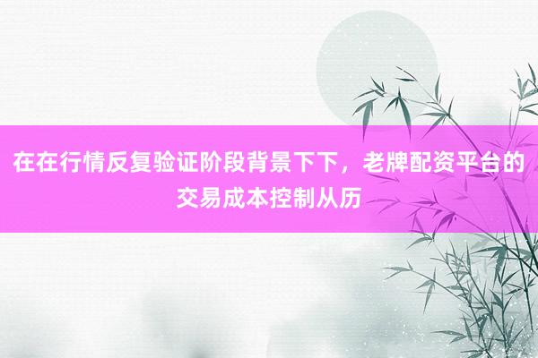 在在行情反复验证阶段背景下下，老牌配资平台的交易成本控制从历