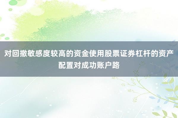 对回撤敏感度较高的资金使用股票证券杠杆的资产配置对成功账户路
