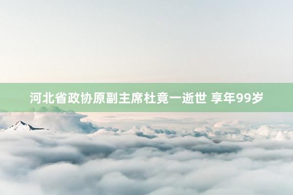 河北省政协原副主席杜竟一逝世 享年99岁