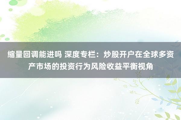 缩量回调能进吗 深度专栏：炒股开户在全球多资产市场的投资行为风险收益平衡视角